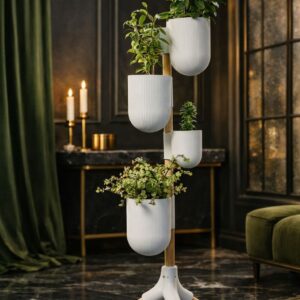 Modern Çok Katlı Saksı Standı – 4’lü Dekoratif Bitki Standı